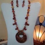 Exotic Wood Pendant with Faux Resin and Jasper Necklace by mysuzis