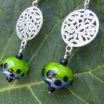 Floral Sterling/Two tone Lampwork Earrings