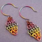 Electric Rainbow Chainmaille Earrings