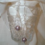 Purple Haze Swarovski Glass Pearls Chain & Woven Wire Earrings