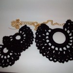 Vintage Doily Necklace & Earring Set in black