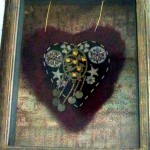 Decorated Felted Heart in a Shadowbox