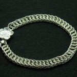 Half Persian Chainmaille Bracelet in Argentium Sterling Silver & Sunflower Clasp