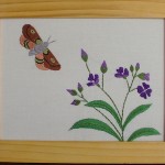 Hand Embroidered Butterfly & Flowers