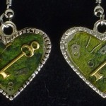 Key To My Heart Handmade Steampunk Resin Collage Earrings