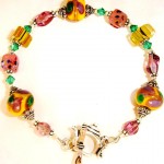 Mardi Gras Handmade Lampwork & Furnace Glass Bracelet