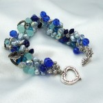 My Heart Belongs To Blue Wire Bead Crochet Bracelet