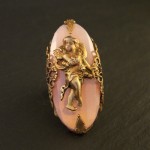 Pink Fire Opal Victorian Angel Ring