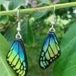Rainbow Fused Glass Butterfly Wing Earrings