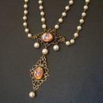 Renaissance Peacock Opal Pearl Festoon Necklace