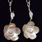 Silver Moon Flower -  Handmade One of a Kind Sterling Silver Earrings