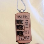 Admit One Cat Wooden Ticket Pendant