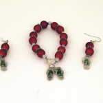 Ruby Red Flip Flop Bracelet & Earring Set