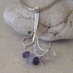Silver Handforged Pendant with Amethyst & Chalcedony