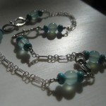 Sterling Handforged Anklet with Chalcedony & Turquoise