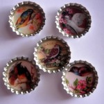 Vintage Style Bird Bottle Cap Magnet Set