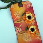 Autumn Leaves Tag with Crochet Flower Hair Clips