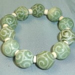 Jade Swirl Stretch Bracelet With Shell Accents