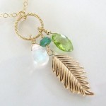 Love & Peace Birthstone & Leaf Necklace