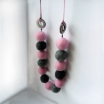 Pink & Grey Felted Necklace