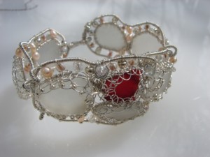 Red and White Cuff Bracelet