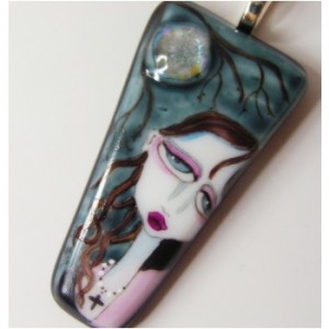 Hand Painted Fused Glass Pendant