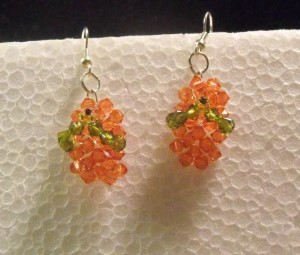 Handmade Orange Earrings with Beads