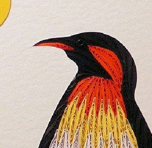 framed penguin quilled art