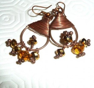 Wire Wrapped Copper Earrings
