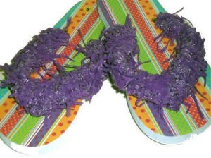 yarn embellished flip flops