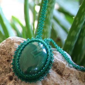 Malachite Texas Summer Healing Sunburn Aloe Necklace by ArtMasquerading