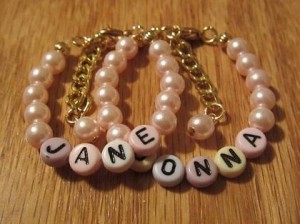 Newborn or Toddler Twin Personalized Pearl Bracelet by Roziespearls