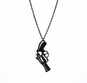 laser cut pistol pendant necklace