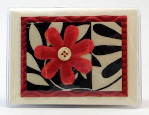 Red Flower Business Card Case Made in the USA by wandaallen