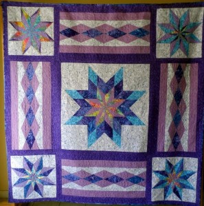 Blazing Blueberry Stars quilt Queen by Sewdifferent