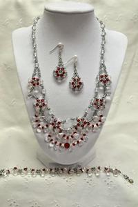 Red crystal with clear glass teardrops by cashmeretalisman
