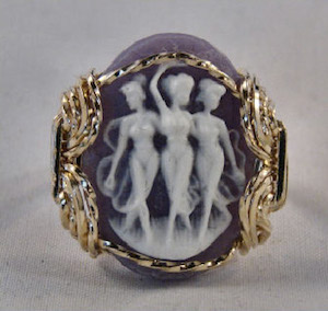 Rolled Gold Three Graces Purple Cameo Ring by laclassique