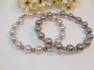 handmade pearl bracelet set gray