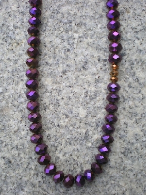 Purple and Bronze beaded necklace by Giftedhandsjpg