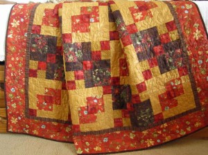 handmade lap quilt brown red