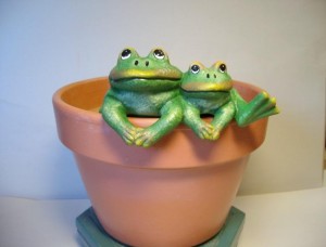 ceramic frog pot sitters