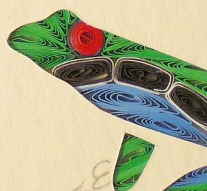 handmade quilled frog art