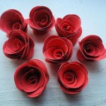 Set of 8 Coral Paper Quilled Roses for Paper Crafting and Scrapbooking by QuilledDesignsbyCJL
